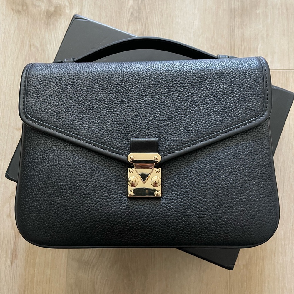 Dress Up Your Purse “Paris 15” Satchel Crossbody Bag in Black and Gold hardware